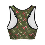 Xmas Candy Cane Pattern Print Women's Sports Bra