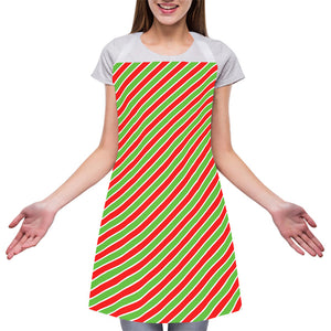 Xmas Candy Cane Stripes Print Adjustable Apron