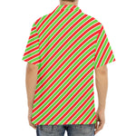 Xmas Candy Cane Stripes Print Aloha Shirt