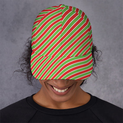 Xmas Candy Cane Stripes Print Baseball Cap