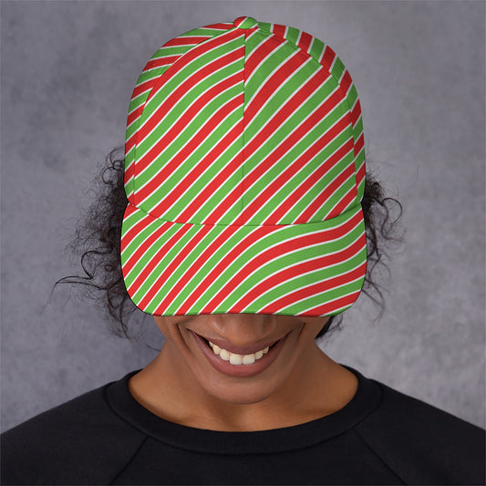 Xmas Candy Cane Stripes Print Baseball Cap