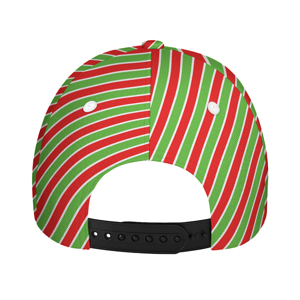 Xmas Candy Cane Stripes Print Baseball Cap