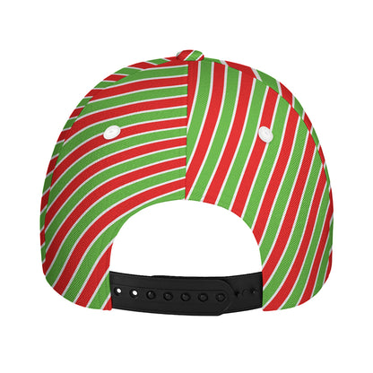 Xmas Candy Cane Stripes Print Baseball Cap