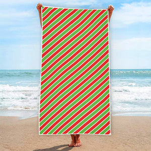 Xmas Candy Cane Stripes Print Beach Towel