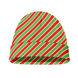 Xmas Candy Cane Stripes Print Beanie