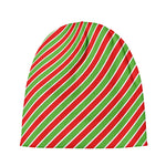 Xmas Candy Cane Stripes Print Beanie