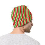 Xmas Candy Cane Stripes Print Beanie