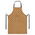 Xmas Candy Cane Stripes Print Bib Apron With Pocket
