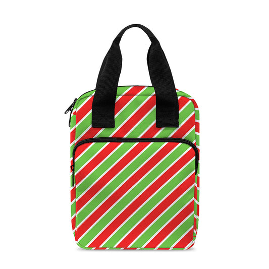 Xmas Candy Cane Stripes Print Bible Tote Bag