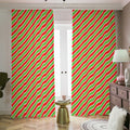 Xmas Candy Cane Stripes Print Dimout Pencil Pleat Curtains