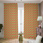 Xmas Candy Cane Stripes Print Blackout Pencil Pleat Curtains