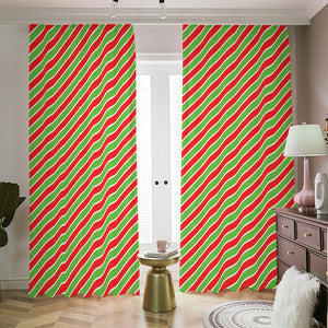 Xmas Candy Cane Stripes Print Blackout Pencil Pleat Curtains