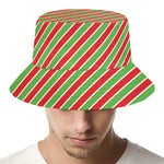 Xmas Candy Cane Stripes Print Bucket Hat