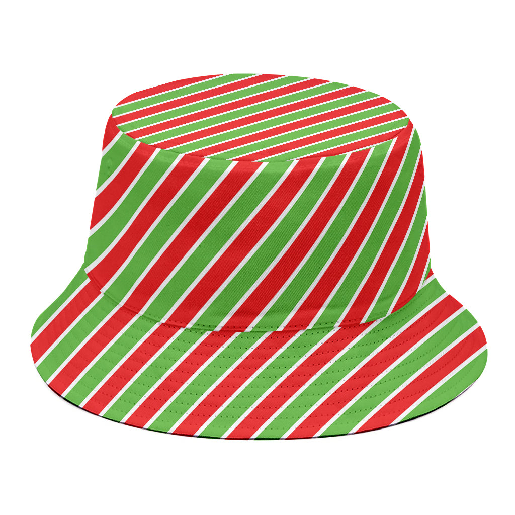 Xmas Candy Cane Stripes Print Bucket Hat