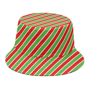 Xmas Candy Cane Stripes Print Bucket Hat