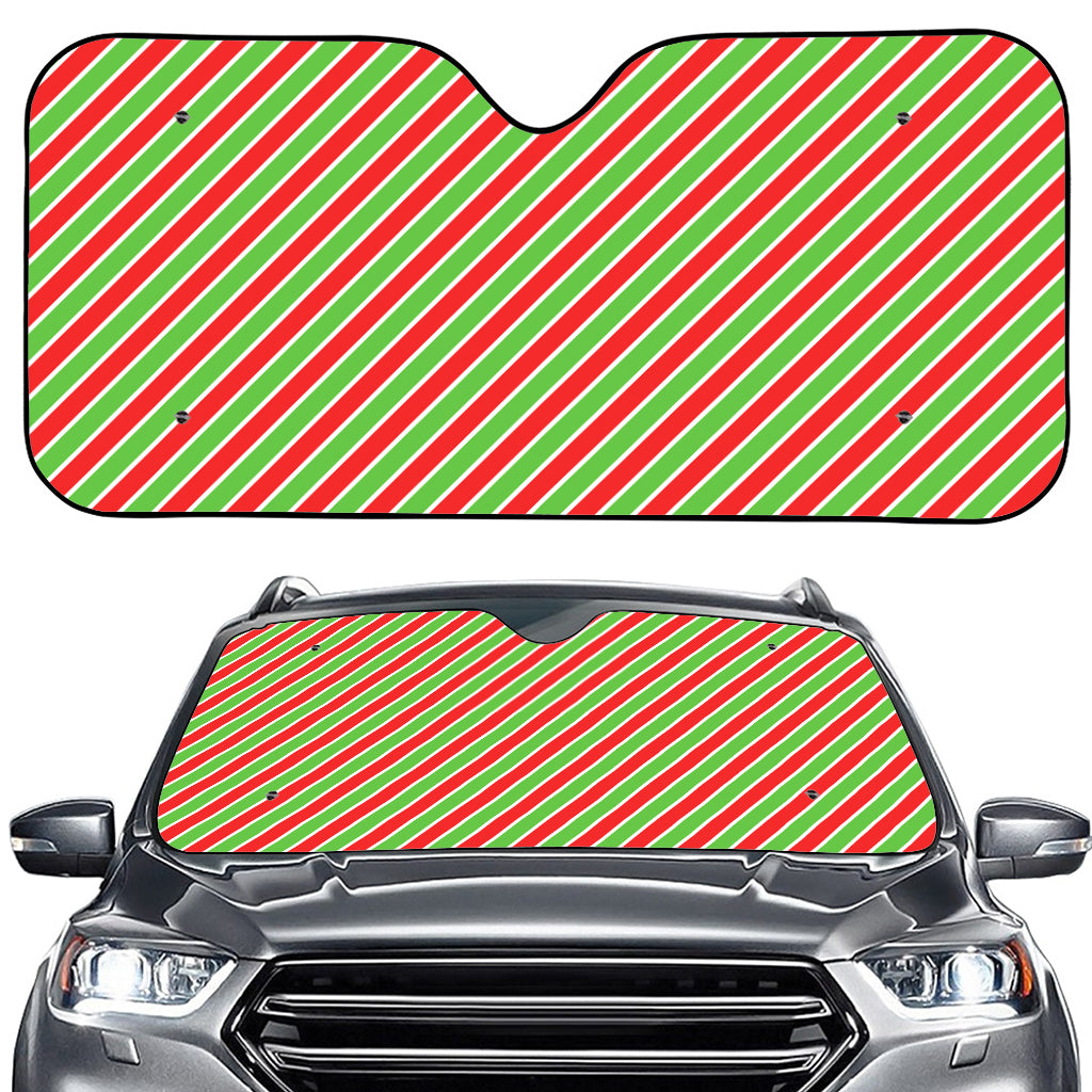 Xmas Candy Cane Stripes Print Car Windshield Sun Shade