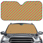 Xmas Candy Cane Stripes Print Car Windshield Sun Shade