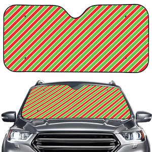 Xmas Candy Cane Stripes Print Car Windshield Sun Shade