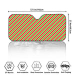 Xmas Candy Cane Stripes Print Car Windshield Sun Shade