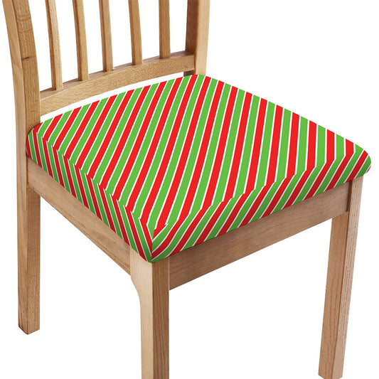 Xmas Candy Cane Stripes Print Chair Cushion Cover
