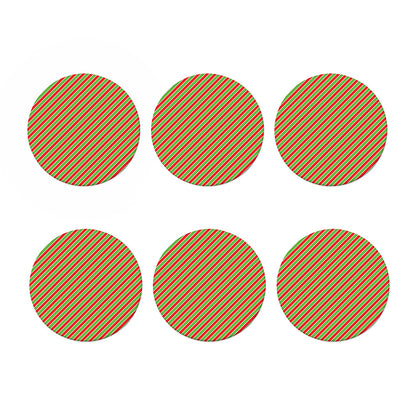 Xmas Candy Cane Stripes Print Coaster Set