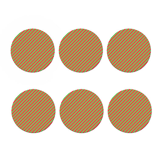 Xmas Candy Cane Stripes Print Coaster Set