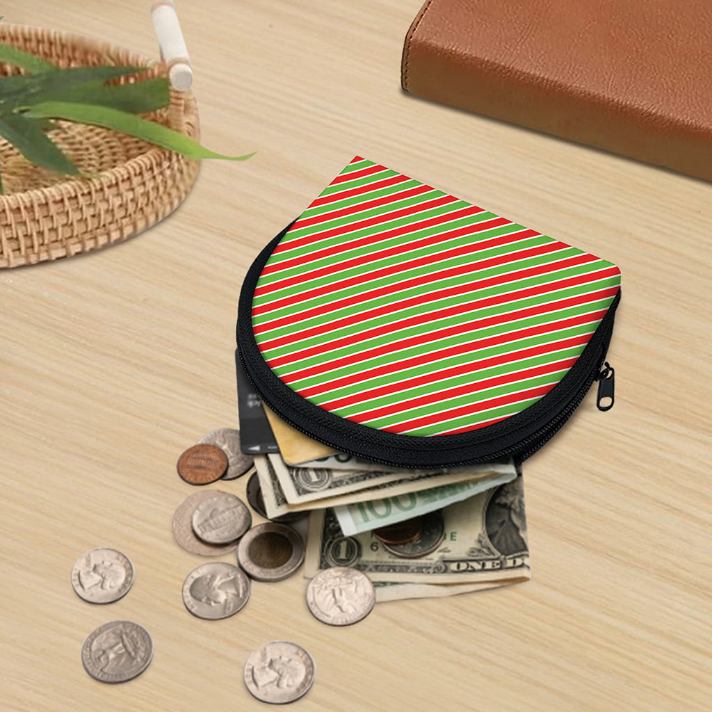Xmas Candy Cane Stripes Print Coin Purse
