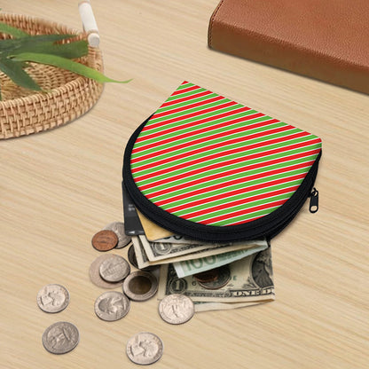 Xmas Candy Cane Stripes Print Coin Purse