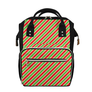 Xmas Candy Cane Stripes Print Diaper Bag