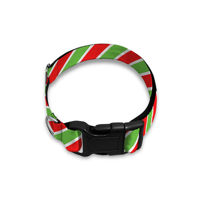 Xmas Candy Cane Stripes Print Dog Collar