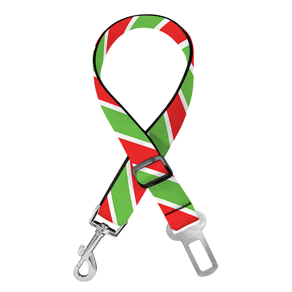 Xmas Candy Cane Stripes Print Dog Seat Belt