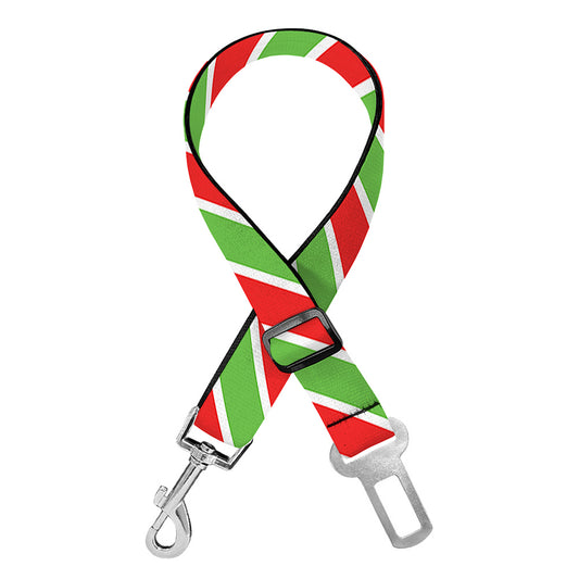 Xmas Candy Cane Stripes Print Dog Seat Belt