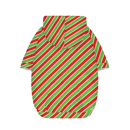 Xmas Candy Cane Stripes Print Dog Zip Up Hoodie