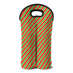 Xmas Candy Cane Stripes Print Double Neoprene Wine Tote