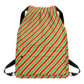 Xmas Candy Cane Stripes Print Drawstring Backpack