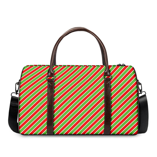 Xmas Candy Cane Stripes Print Duffle Bag