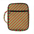 Xmas Candy Cane Stripes Print Front Pocket Bible Bag