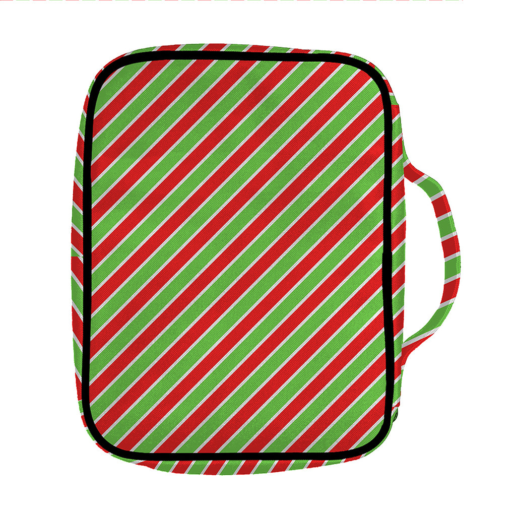 Xmas Candy Cane Stripes Print Front Pocket Bible Bag