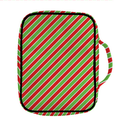 Xmas Candy Cane Stripes Print Front Pocket Bible Bag