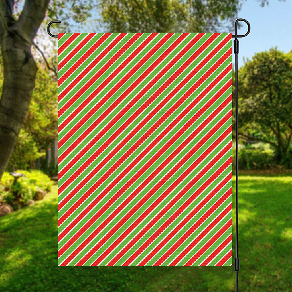 Xmas Candy Cane Stripes Print Garden Flag
