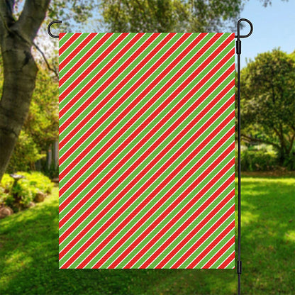 Xmas Candy Cane Stripes Print Garden Flag