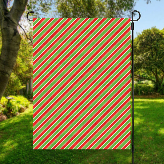 Xmas Candy Cane Stripes Print Garden Flag