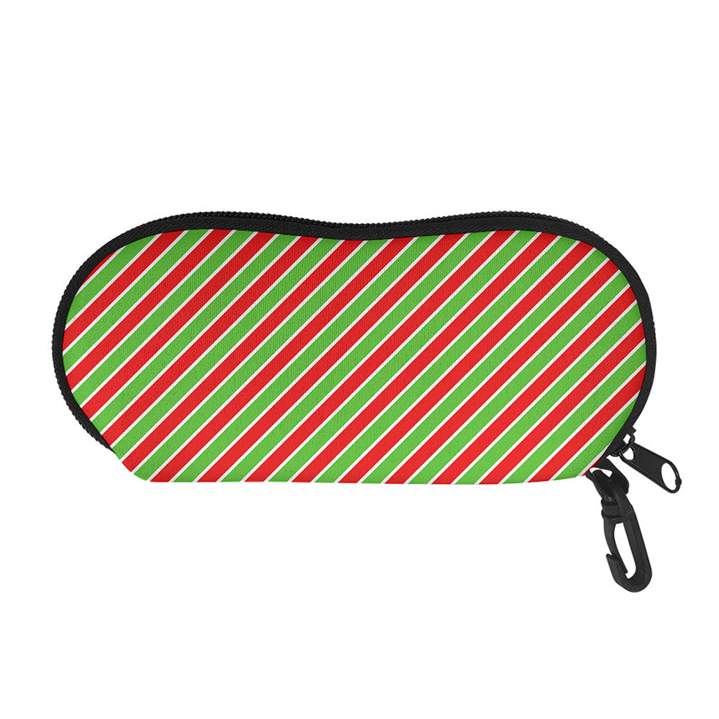 Xmas Candy Cane Stripes Print Glasses Case