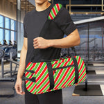 Xmas Candy Cane Stripes Print Gym Bag