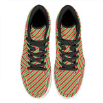 Xmas Candy Cane Stripes Print High Top Leather Sneakers