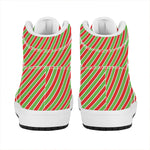 Xmas Candy Cane Stripes Print High Top Leather Sneakers