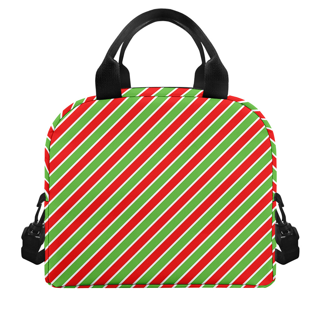 Xmas Candy Cane Stripes Print Insulated Lunch Bag