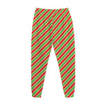 Xmas Candy Cane Stripes Print Jogger Pants