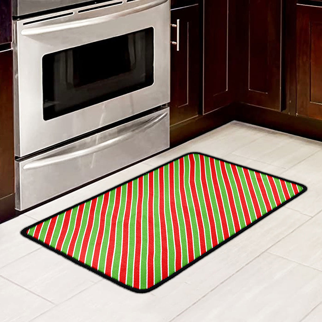 Xmas Candy Cane Stripes Print Kitchen Mat