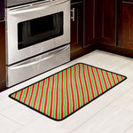 Xmas Candy Cane Stripes Print Kitchen Mat